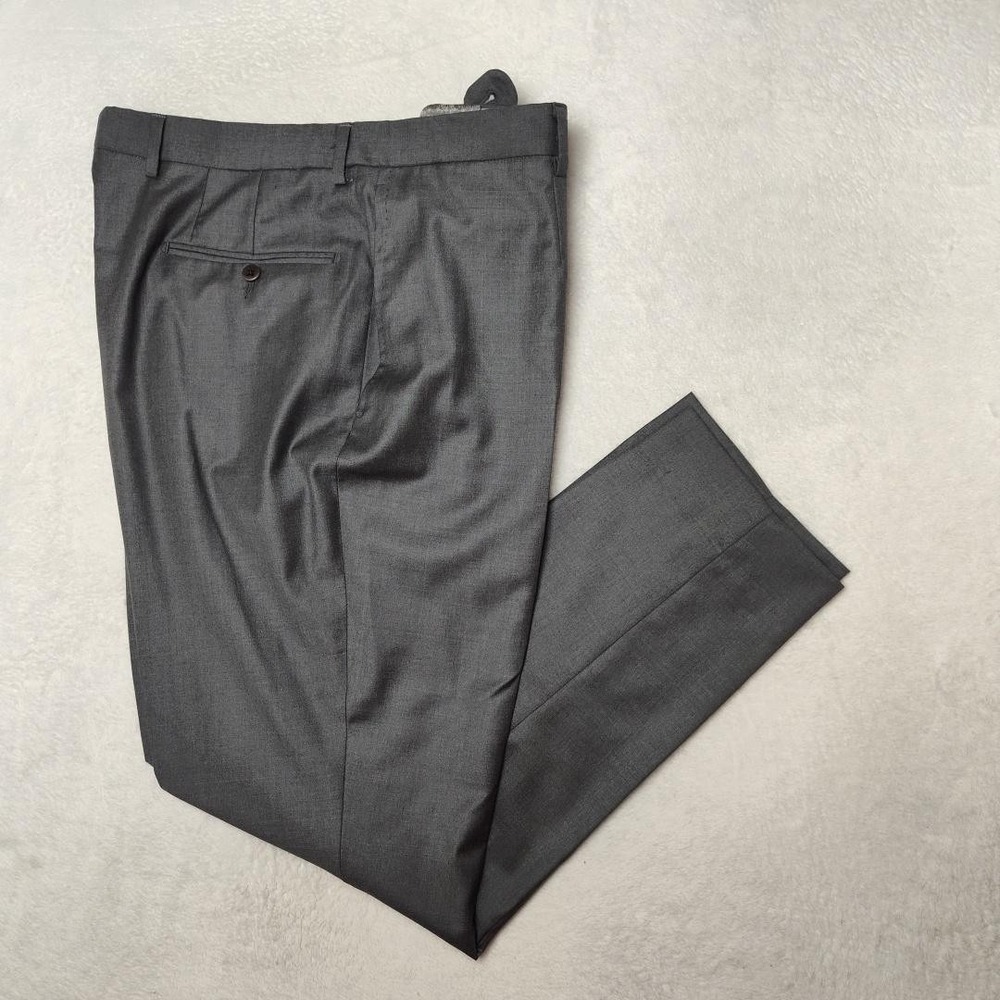 Zanella Pants Mens 36x30 Gray Loro Piana 150s Wool Straight Platinum Tasmanian